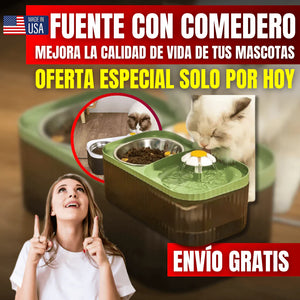 FUENTE PARA MASCOTAS CON COMEDERO